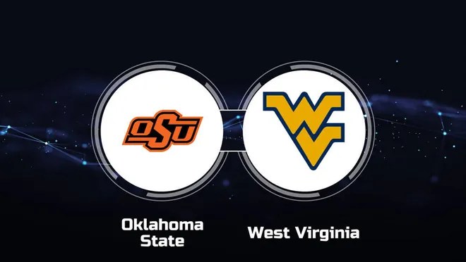 Logos of Oklahoma State University and West Virginia University with their respective names displayed.