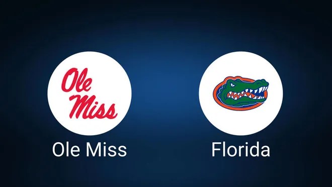 Logos of Ole Miss and Florida, featuring the Ole Miss logo in red and Florida Gators logo in blue and orange.