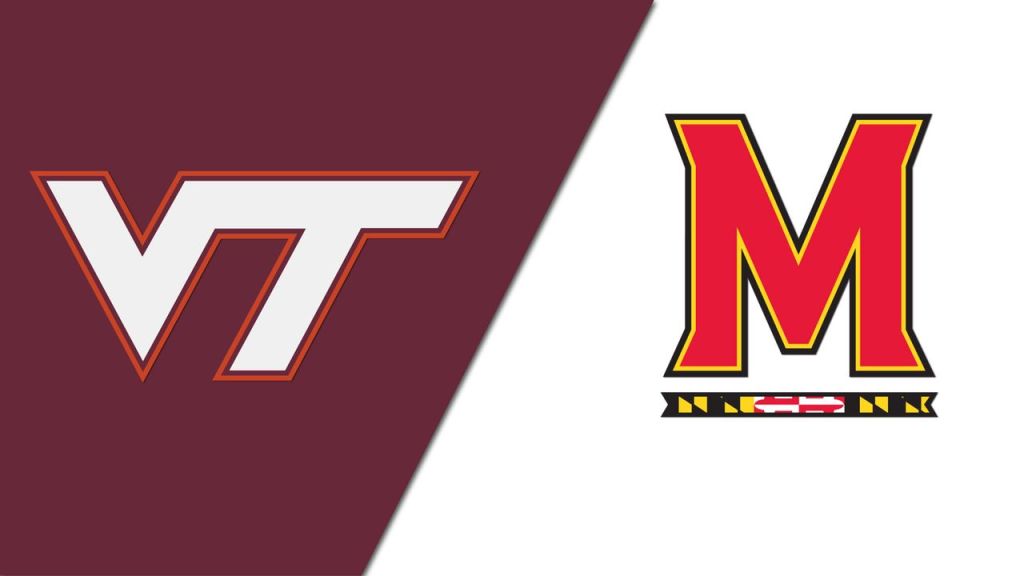 Logos of Virginia Tech (VT) and the University of Maryland (M) displayed side by side on a maroon and white background.